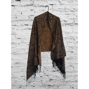 Primo Filo Italia 70 x 32" Fringed Brown Leopard Zebra Print Scarf or Wrap